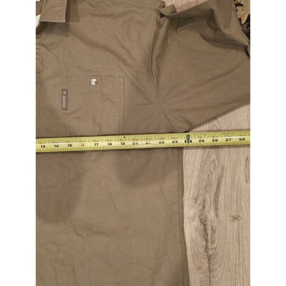NWT Columbia Shooting Shirt Shoulder Timberwolf Men’s Sz Medium Tan Camo Hunting - Picture 9 of 11